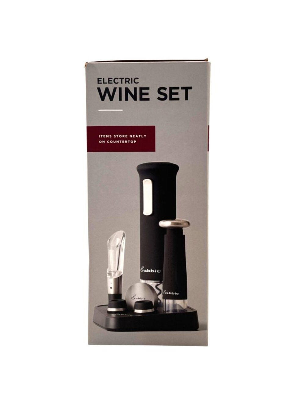 Rabbit Electric Wine Set With Corkscrew Aerator Preserver Foil Cutter Charger - Picture 5 of 11